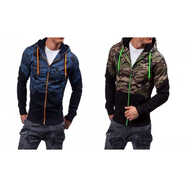 Bluza męska z kapurem rozpinana moro Balotti