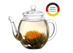Creano Tea flawer - Zestaw prezentowy ze szklanym dzbankiem  500ml+ 3 x biała herbata orz 3x czarna herbata