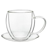 Creano dwuściankowy kubek termiczny, szklanka z uchwytem i podstawką 400 ml 