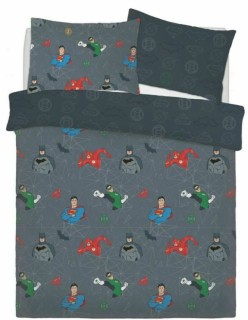 Zestaw podwójnej pościeli Warner Bros Justice League „Graphic Grid”Sleepdown