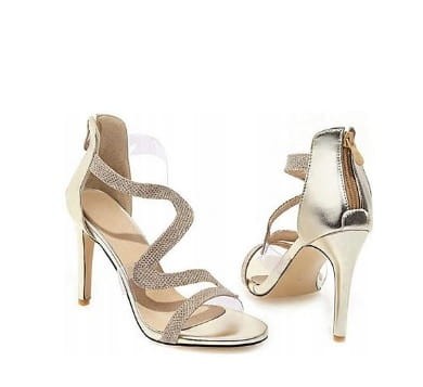 Sandały damskie KISSYAYA na obcasie srebrne 41