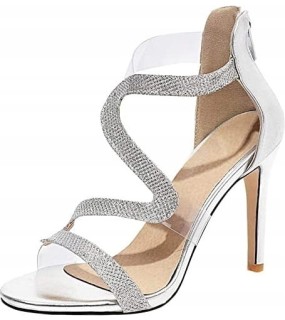 Szpilki damskie srebrne eleganckie wysokie obcas 10 cm stylowe OUTLET 41 KISSYAYA