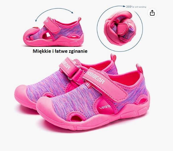 Sandałki dziecięce buty do wody szybkoschnące różowe HOBIBEAR
