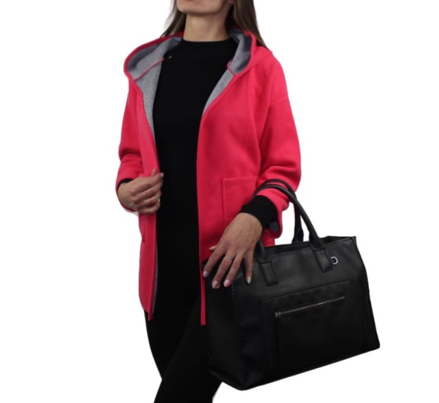 cardigan damski z kapturem rozowy 2.jpg