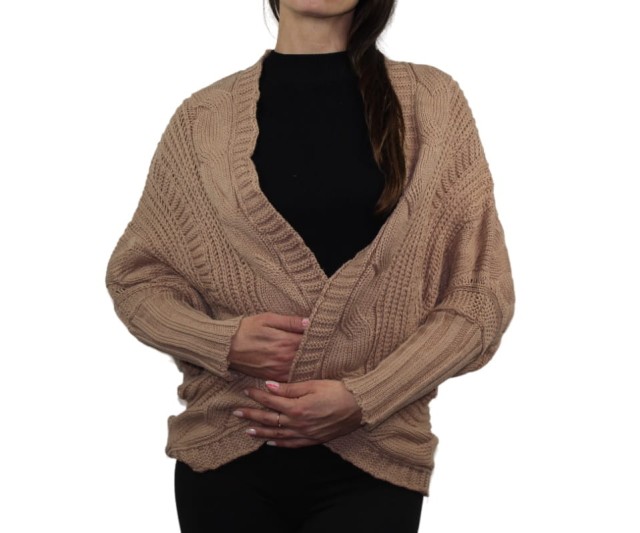 Damki sweter góralski beżowy, ciepły sweter nietoperz 1.jpg