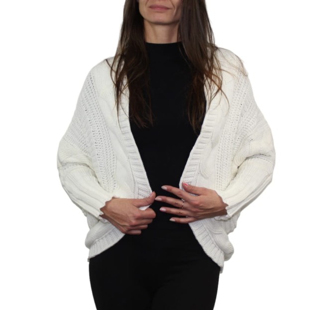 Damski sweter góralski biały, ciepły sweter nietoperz 1.jpg