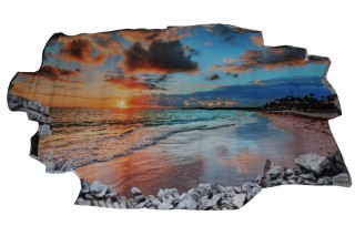 Fototapeta 3D zachód słońca na plaży naklejka ścienna winylowa 130x85 OUTLET
