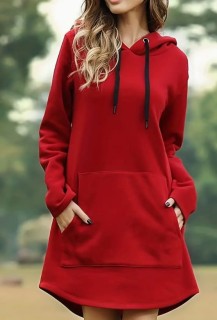 Sukienka bluza damska kangurka z kapturem ocieplana czarna czerwona fioletowa OUTLET