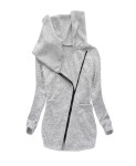 Płaszcz damski kardigan szary asymetryczny zamek ciepły kieszenie OUTLET
