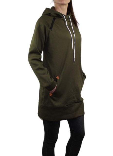 bluza damska długa z kapurem oliwka.jpg