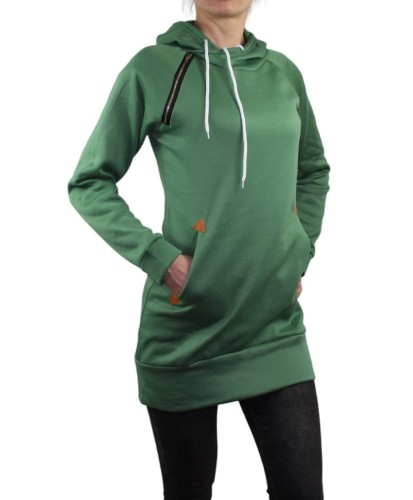 bluza damska długa z kapturem zielona.jpg