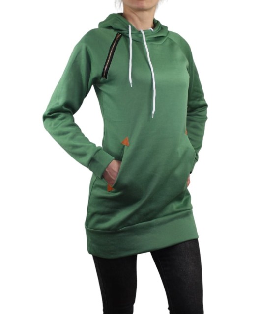 bluza damska długa z kapturem zielona.jpg
