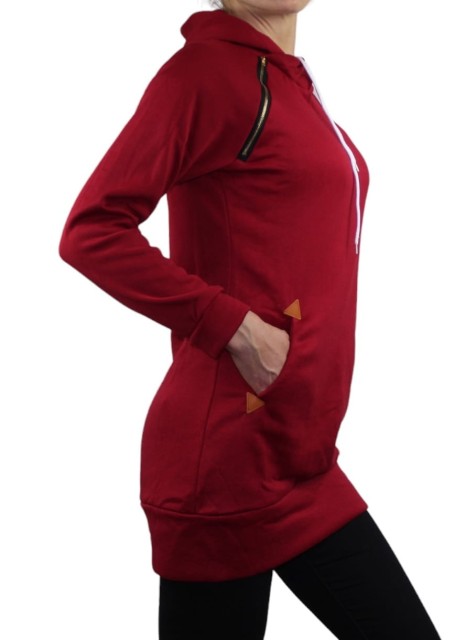 bluza damska długa z kapturem czerwona 4.jpg