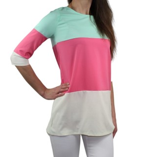 Bluzka damska tunika w kolorowe pasy – letnia