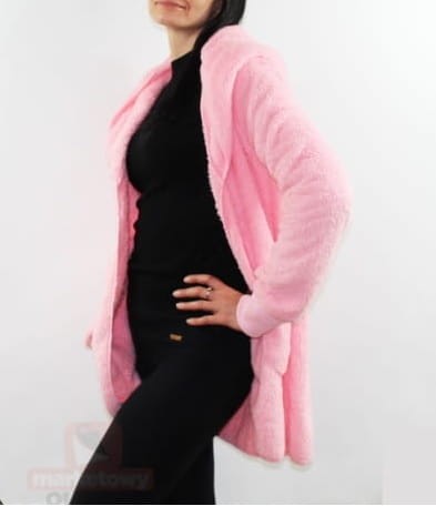 Bluza damska z kapturem, kardigan różowy 1.jpg