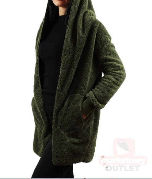 Bluza damska z kapturem, kardigan zielony 2.jpg