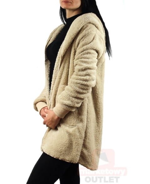 Bluza damska z kapturem, kardigan bezowy.jpg