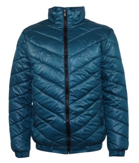 Męska kurtka pikowana przejściowa – zielona lub granatowa, stójka, ściągacze, kieszenie, lekka