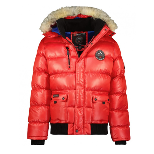 Kurtka męska zimowa Geographical Norway BUGS RED, czerwona puchowa z kapturem (1).png