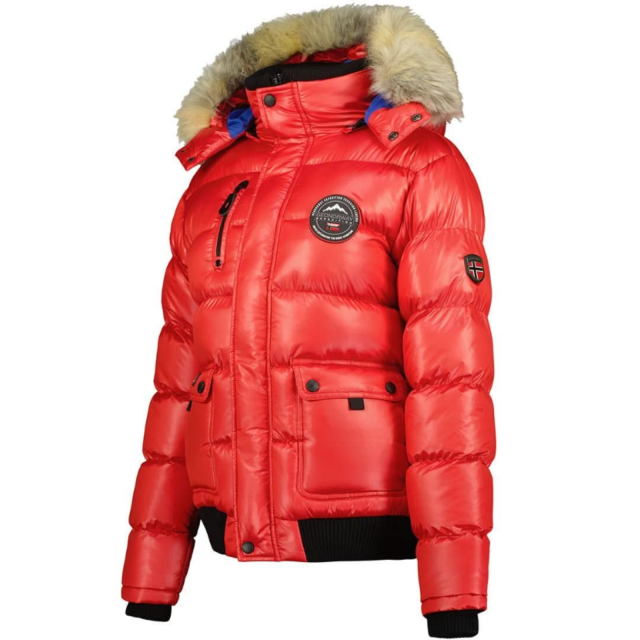 Kurtka męska zimowa Geographical Norway BUGS RED, czerwona puchowa z kapturem (2).png