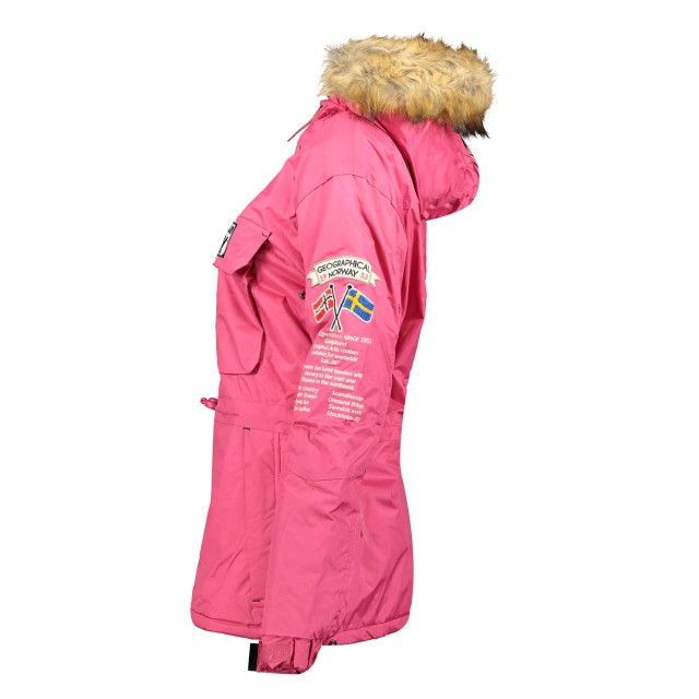 Kurtka damska narciarska Geographical Norway z kapturem różowa (4)