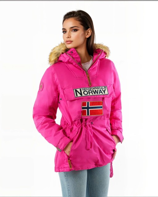 Kurtka damska narciarska Geographical Norway z kapturem różowa (5)