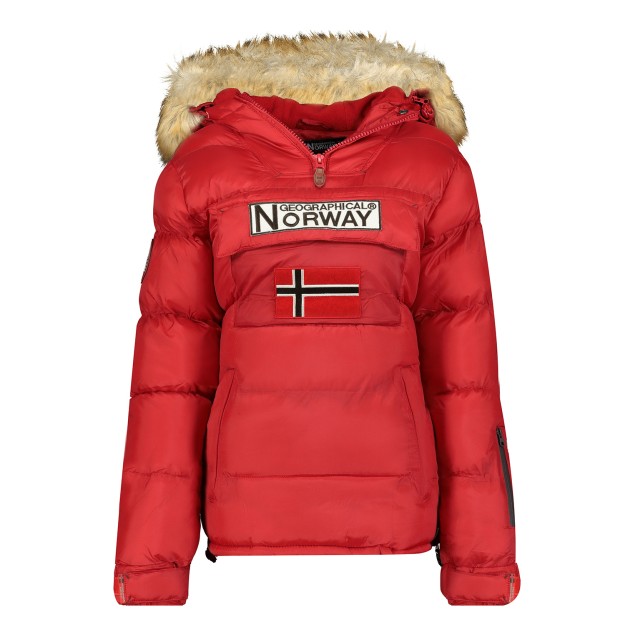 Kurtka damska, narciarska, puchowa Geographical Norway BELANCOLIE LADY czerwona z kapturem