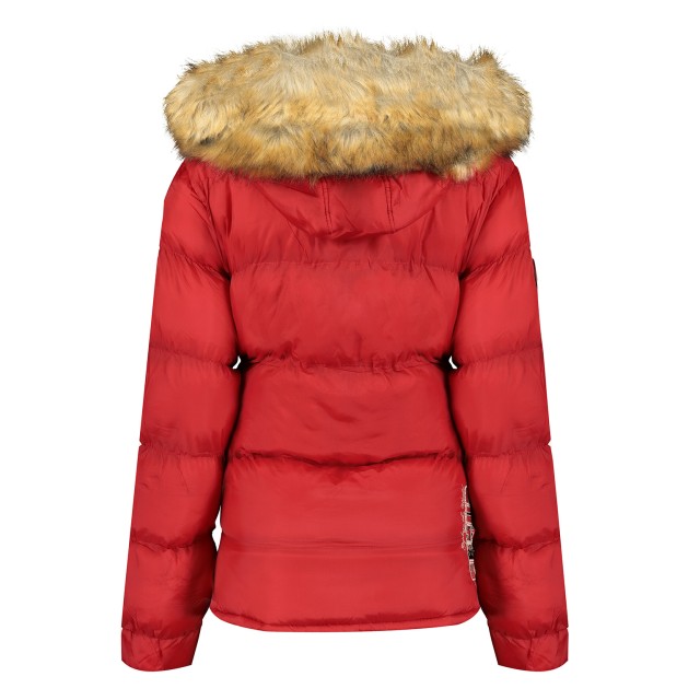 Kurtka damska, narciarska, puchowa Geographical Norway BELANCOLIE LADY czerwona z kapturem