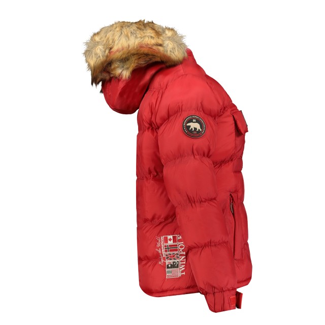 Kurtka damska, narciarska, puchowa Geographical Norway BELANCOLIE LADY czerwona z kapturem