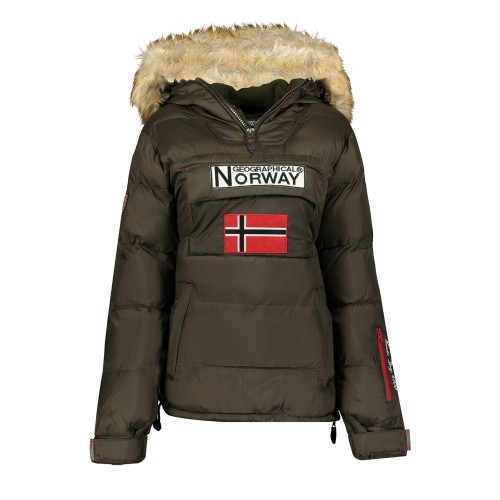 Kurtka damska, narciarska, puchowa Geographical Norway BELANCOLIE LADY khaki z kapturem