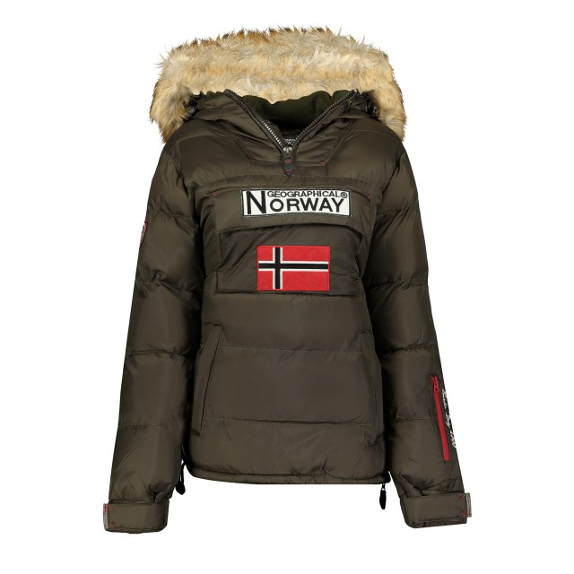 Kurtka damska, narciarska, puchowa Geographical Norway BELANCOLIE LADY khaki z kapturem