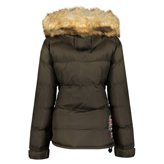 Kurtka damska, narciarska, puchowa Geographical Norway BELANCOLIE LADY khaki z kapturem