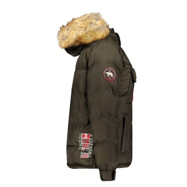 Kurtka damska, narciarska, puchowa Geographical Norway BELANCOLIE LADY khaki z kapturem