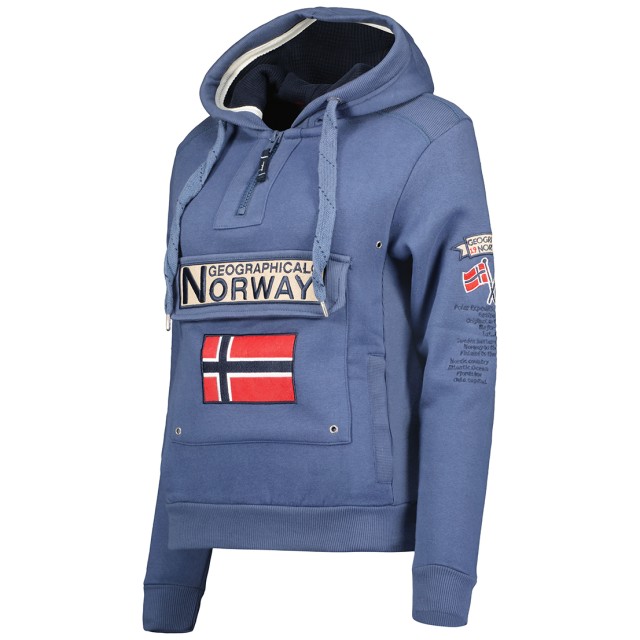 Bluza damska sportowa Petrol Blue kangurek Gymclass Geographical Norway profil przód