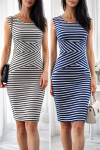 Letnia sukienka damska w paski bez rękawów – dopasowana