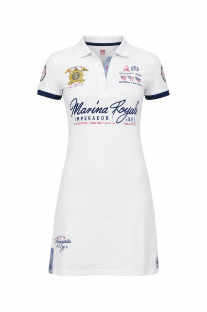 Damska sukienka polo Geographical Norway Karolina biało-różowa (1).png