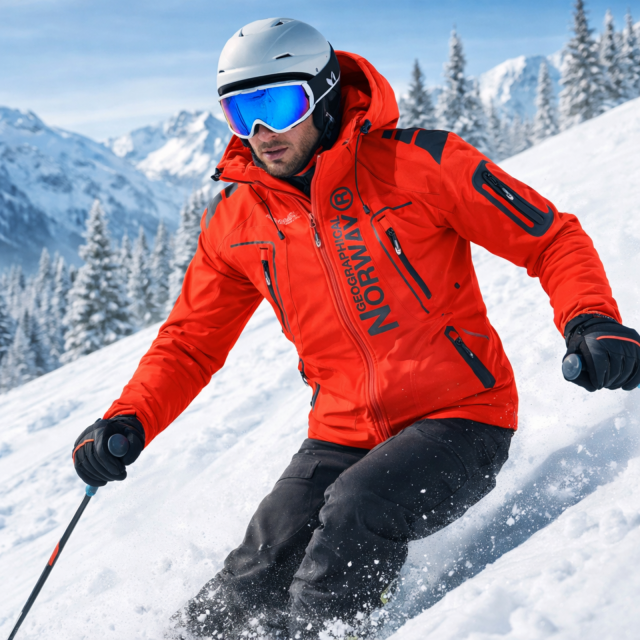 Kurtka męska softshellowa narciarska Geographical Norway Techno czerwona model.png