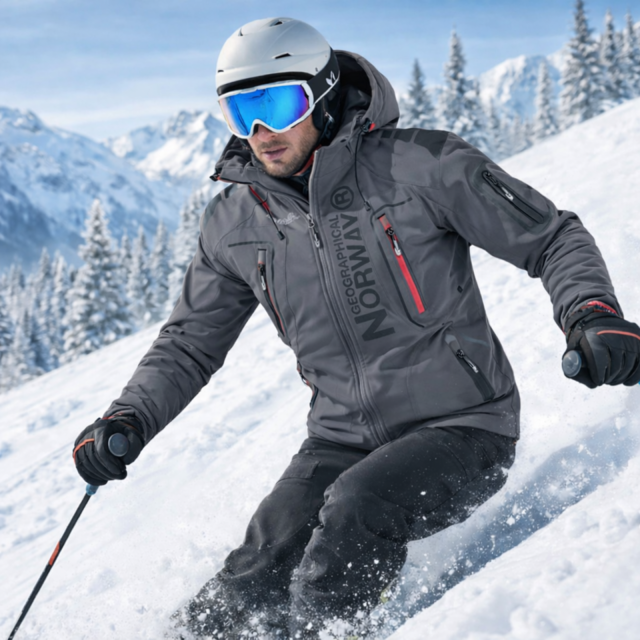 Kurtka męska softshellowa narciarska Geographical Norway Techno szara model.png