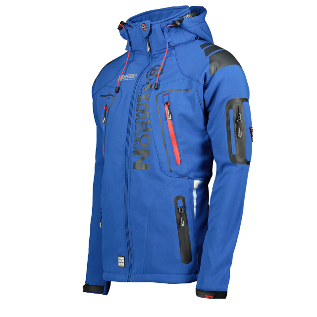 Kurtka męska softshell narciarska Geographical Norway Techno z kapturem niebieska.png
