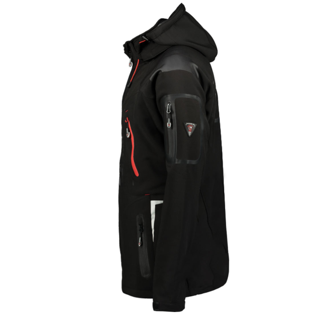 Kurtka męska softshell narciarska Geographical Norway Techno z kapturem czarna bok.png