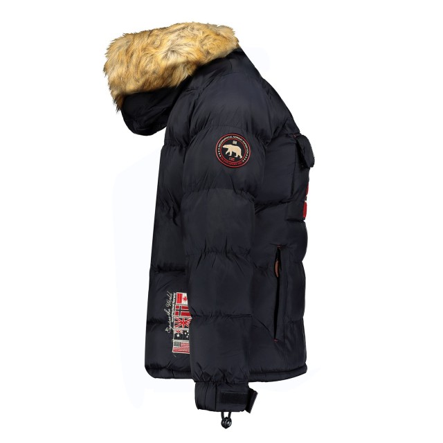Kurtka damska narciarska puchowa Geographical Norway BELANCOLIE LADY granatowa z kapturem bok.jpg