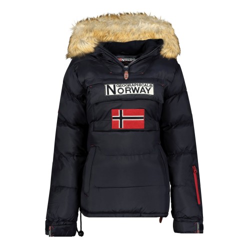 Kurtka damska narciarska puchowa Geographical Norway BELANCOLIE LADY granatowa z kapturem przod.jpg