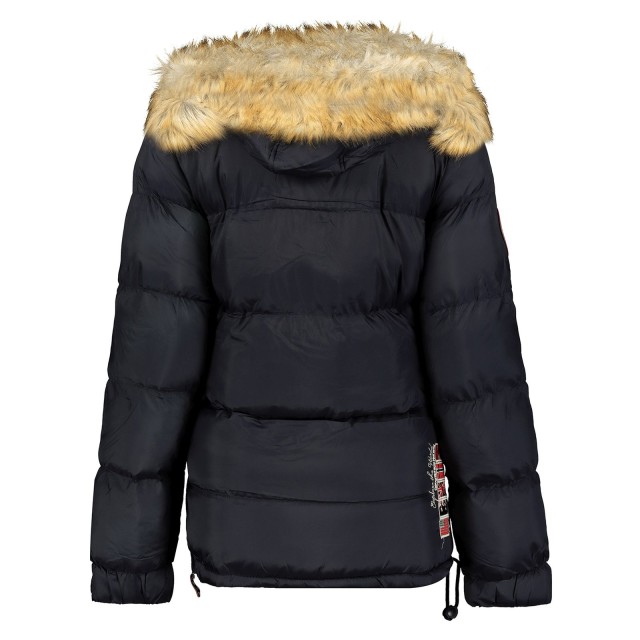 Kurtka damska narciarska puchowa Geographical Norway BELANCOLIE LADY granatowa z kapturem tyl.jpg