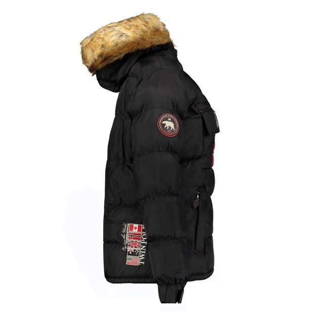 Kurtka damska narciarska puchowa Geographical Norway BELANCOLIE LADY czarna z kapturem bok.jpg