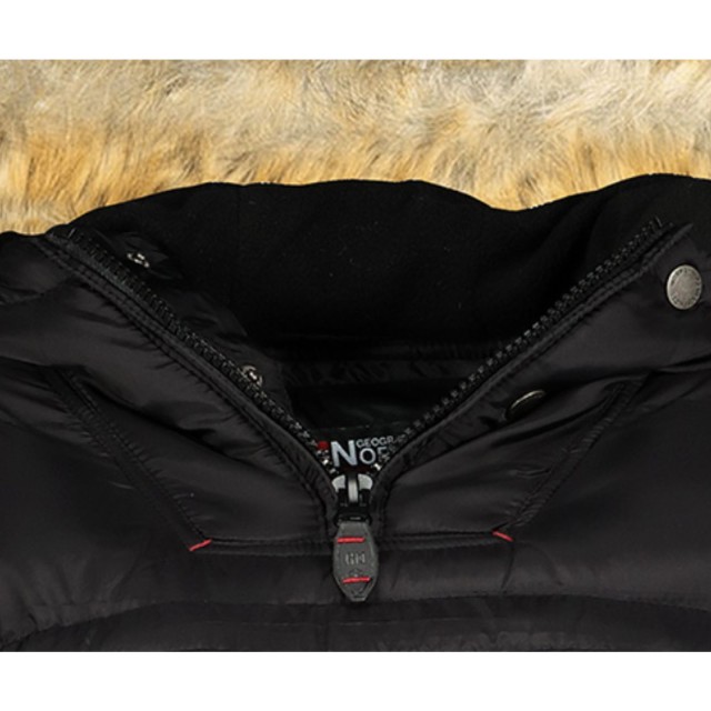 Kurtka damska narciarska puchowa Geographical Norway BELANCOLIE LADY czarna z kapturem kaptur.jpg