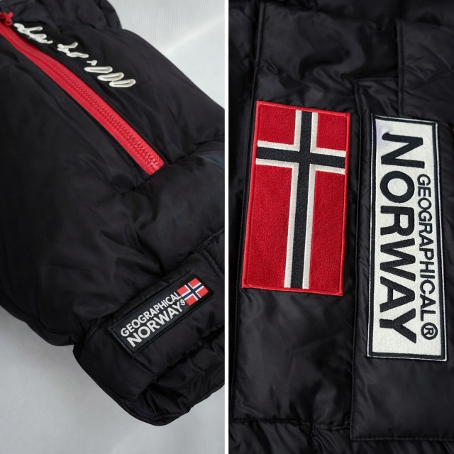 Kurtka damska narciarska puchowa Geographical Norway BELANCOLIE LADY czarna z kapturem mankiet.jpg