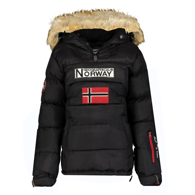 Kurtka damska narciarska puchowa Geographical Norway BELANCOLIE LADY czarna z kapturem przod.jpg