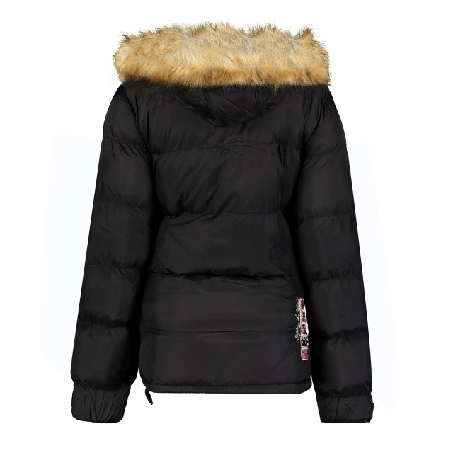 Kurtka damska narciarska puchowa Geographical Norway BELANCOLIE LADY czarna z kapturem tyl.jpg