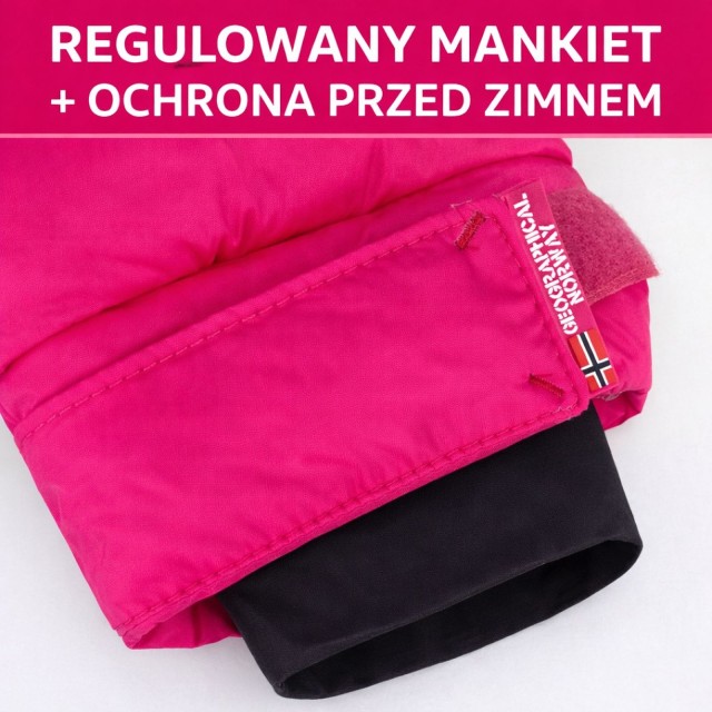 Kurtka damska narciarska puchowa Geographical Norway BELANCOLIE LADY różowa z kapturem mankiet.jpg