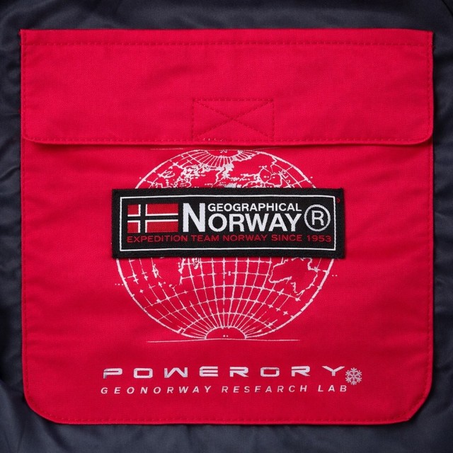 Kamizelka męska puchowa Geographical Norway VILANO czerwona z kapturem kieszen.jpg